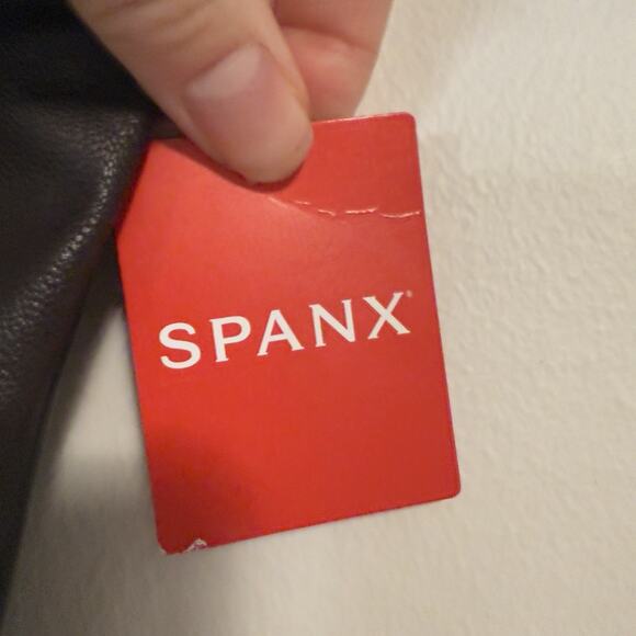 NEW Spanx | Faux Leather Bodysuit, size L Mock Neck Chocolate Brown - Picture 7 of 16